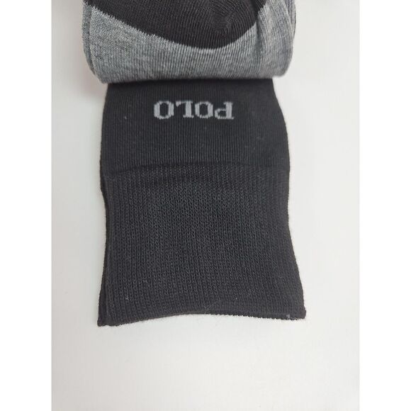 New POLO RALPH LAUREN 3 Pairs Stripes Solid Dress Sock With Polo Logo Black/Grey - Picture 5 of 5